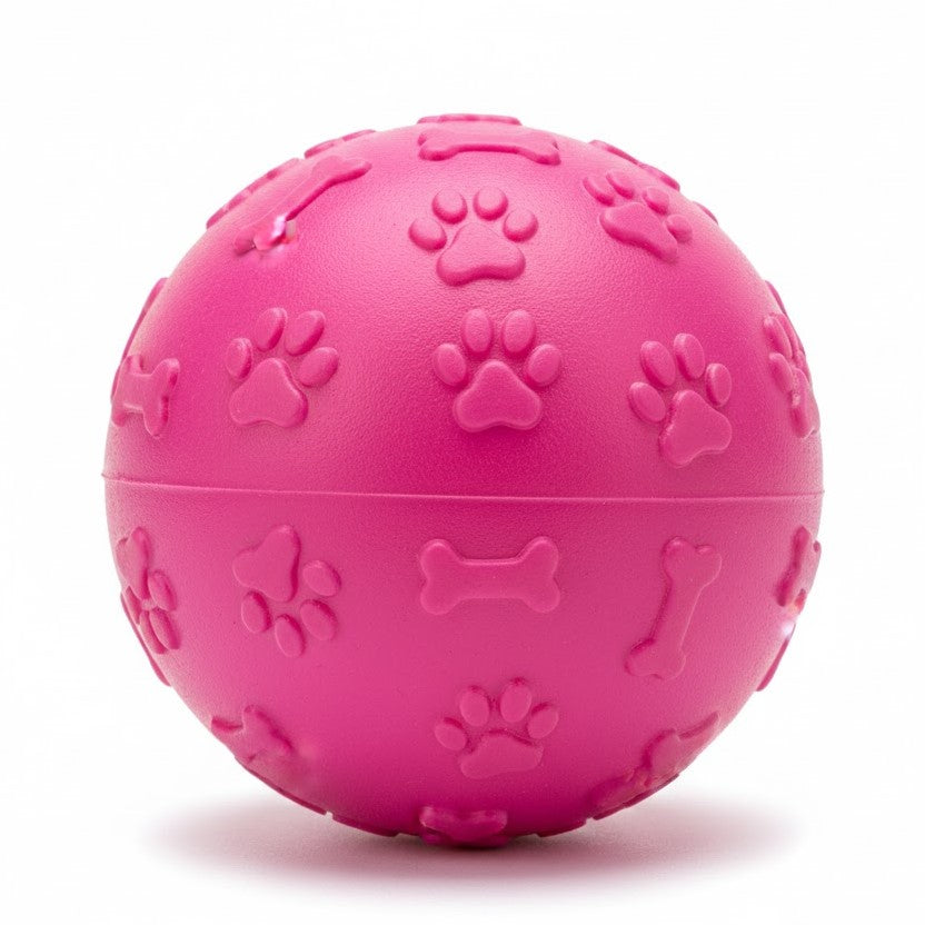Piepende hondenbal met pootafdrukreliëf