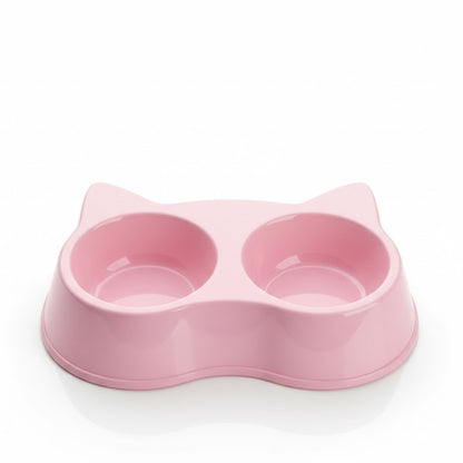 Dubbele kattenvormige voerbak voor huisdieren