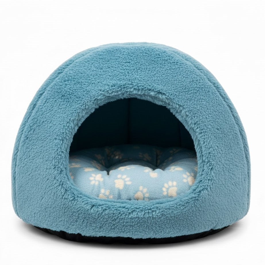 Halfgesloten huisdierbedgrot met verwijderbaar kussen