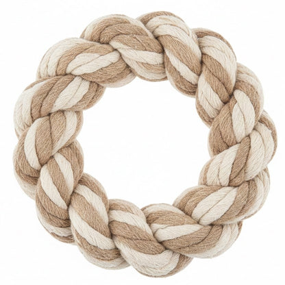 Hondenspeeltje van gevlochten touw in ringvorm