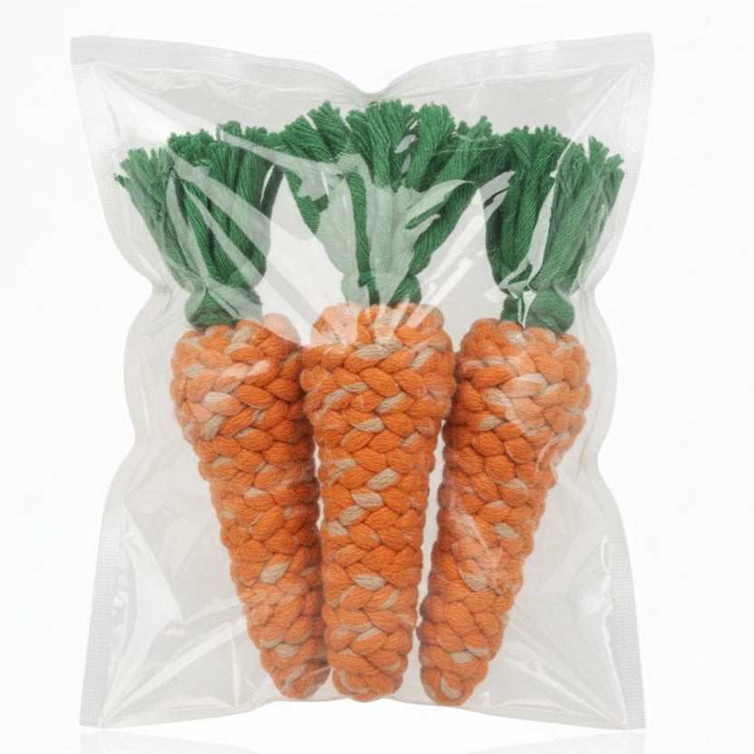 Set van 3 kauwspeeltjes in wortelvorm van touw